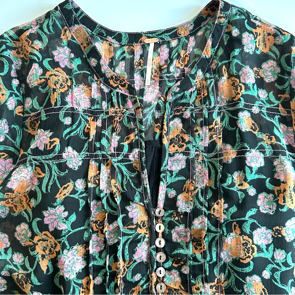 Free People See It Through Dress in Black Combo Floral | XL | EUC - Picture 5 of 14